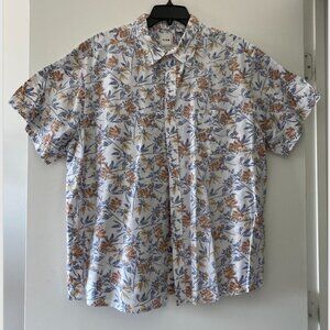 ROWM Men's Short Sleeve Button Down Shirt 2XB White Blue Tan